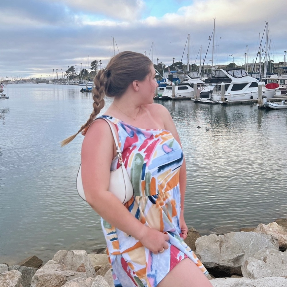 Watercolored one strapped dress